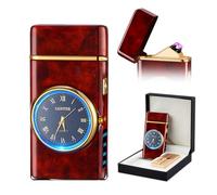 SKRFIRE Mechero eléctrico de plasma de doble arco, resistente al viento, recargable, con indicador de batería, giratorio, caja de regalo para amigos, familia, velas (rosa)