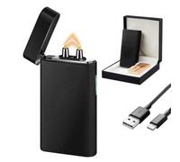 SKRFIRE Pro - Encendedor de Plasma Recargable USB-C, Doble Arco Anti-Viento, Metal Premium, Multicolor Barbacoas, Fuegos Artificiales y Aventuras(Negro Mate)