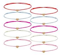 Skrfren 10 pulseras de la amistad en forma de corazón, pulsera ajustable con colgante de corazón dorado para mujeres y niñas, juego multicolor como regalo para novia, mejor amiga y familia