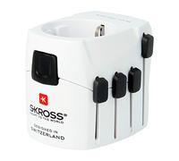 Skross 1.103140, Adaptador de viaje universal, sin toma Schuko y con toma de tierra, blanco