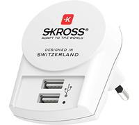 SKROSS | 1.302421 | Cargador USB Europeo (2xA) | Cargador - 2 Puertos USB 2.4 A Cargador, Enchufe Italiano Cargador de Pared - Voltaje 100 V - 250 V