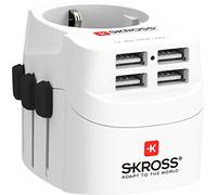 SKROSS | 1.302461 | Pro Light USB (4xA) | Adaptador Universal de Viaje + 4 USB de 4.8 A. Voltaje y Potencia: 100V - 700W / 250V - 1750W. Apto para PC y secador de pelo. Protección antichoque