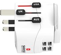 Skross, 1.302471, Pro Light USB (4xA) - Mundo, Adaptador de Viaje Universal + 4 Puertos USB con 4.8 A. Voltaje y Potencia: 100V - 700W / 250V - 1750W. Protección contra Descargas Eléctricas