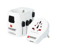 SKROSS - 1.302539 - Mundo Pro 2 en 1 - Adaptador de Viaje Universal para Todo el Mundo - Voltaje y Potencia: 100 V-700 W / 250 V-1750 W - Toma USB de 2,4 A - Protección contra descargas eléctricas