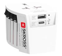 Skross, 1.302962, MUV USB (AC), Adaptador de Viaje Universal + 2 USB. Voltaje y Potencia: 100V - 250W / 250V - 625W - 1 x USB C: 3.0A, 1 x USB A: 2.4A. Protección contra descargas eléctricas