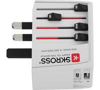 Skross, 1.302962, MUV USB (AC), Adaptador de Viaje Universal + 2 USB. Voltaje y Potencia: 100V - 250W / 250V - 625W - 1 x USB C: 3.0A, 1 x USB A: 2.4A. Protección contra descargas eléctricas