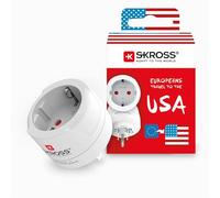 SKROSS 1.500203-E Europa a USA Adaptador de viaje internacional - Entrada de enchufe EU o Shuko, salida de enchufe de USA - Voltaje 100V-1500W/250V-1750W. Protección contra descargas eléctricas