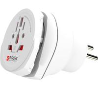 SKROSS - 1.500231-E - Combo Mundo a UK Combo de Adaptador de Viaje con Enchufe de UK - del Mundo a Europa - Voltaje y Potencia 100V - 750W / 250V - 1750W. Carga máxima 7A