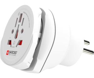 SKROSS - 1.500231-E - Combo Mundo a UK Combo de Adaptador de Viaje con Enchufe de UK - del Mundo a Europa - Voltaje y Potencia 100V - 750W / 250V - 1750W. Carga máxima 7A