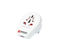 SKROSS | 1.500268 | Adaptador de Viaje Universal del Mundo a USA + USB A: 5V / 2,4A - Voltaje y Potencia 100V - 1500W / 250V - 3750W - Protección Contra Descargas Eléctricas