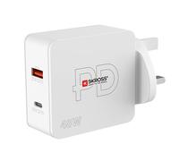 SKROSS - Multipower 2 Pro+ UK - PC Cargador, Tableta, Smarthone con Carga Rápida 48 W - Cargador con 2 Dispositivos USB (1 USB 18W y 1 USBC 48W) con Enchufe del Reino Unido