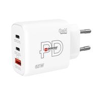 SKROSS - Power Charger 65W GAN EU - PC Cargador, Tableta, Smarthone con Carga rápida 65 W - Cargador con 3 Dispositivos USB (USB 18W + USB C 20W + USB C 65W) con Enchufe de la UE