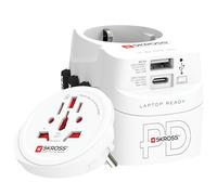 SKROSS - PRO USB AC45PD - Adaptador de viaje universal para el mundo con 2 tomas USB - Carga rápida 45W - Voltaje y potencia: 100V CA - 700W/250V - 1750W