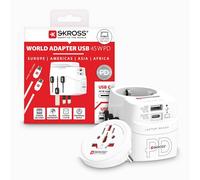 SKROSS - Pro Light USB AC45PD - Adaptador de Viaje Universal con 2 Puertos USB - Carga rápida 45W - Voltaje y Potencia: 100V CA - 700W / 250V - 1750W