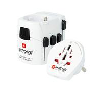 Skross Pro-World - Adaptador de Viaje con 3 Polos y Sistema de Control Deslizante, Blanco