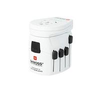 Skross World Adapter Pro World & USB; World Adapter Pro World & USB, color blanco - adecuado para todos los enchufes eléctricos y ungeerdeten dispositivos (de 2 y 3 pines), con termostato integrado Cargador USB