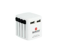 SKROSS | World USB Charger | 2 Tomas USB en Cada Parte del Mundo - Voltaje de Entrada: 100 V-250 V - 2 Salidas USB de Tipo A: 5,0 V CC/MAX. 2,4 A