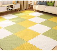 Skrsila 18 Piezas Alfombra Puzzle para Niños Bebe Infantil, Puzzles de Suelo de Goma EVA Suave, Alfombras de Juego, Alfombrillas para Puzzles 30x30x1,2 cm, Blanco + Amarillo + Verde