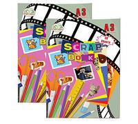 SKS DISTRIBUTION - Juego de 2 cuadernos de recortes A3 con 30 hojas de colores surtidos, libro de manualidades encuadernado con grapas para niños pequeños y adultos, álbum de fotos familiar, libro de