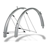 SKS Germany BLUEMELS Basic 28" 55MM Set Silver Juego de Guardabarros (de Robusta construcción en sándwich, Sistema de Seguridad ASR, puntales en V con Puentes fijos para un Ajuste Flexible), Plata