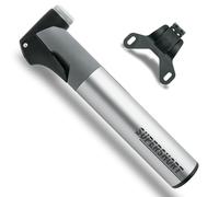SKS Germany SUPERSHORT Mini-Bomba para Bicicletas (Bomba con función telescópica, Tubo de Aluminio extraíble y Mango ergonómico en Forma de T, Todos los válvulas, Incl. Soporte de Bomba), Plata