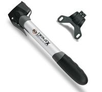 SKS Germany TWINJEX ALU minibomba, Bomba de Aire para Bicicleta, Incl. Soporte de Bomba (Aluminio, conexión de válvula: AV, SV, DV y Multi Valve, presión máx.: 10 Bar / 144 PSI), Negro/Plata