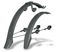 SKS Germany VELOFLEXX Set 55 Juego de Guardabarros con Adaptador de Cuadro Ajustable en ángulo (Hecho de plástico de Alto Rendimiento Resistente, Montar en Cualquier Horquilla de Bicicleta), Negro