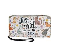 Sktodyaw Cartera larga para mujer, de gran capacidad, de piel sintética, con cremallera, bolsillo para monedas, Cute Cat - Just A Girl Who Loves Cats, Talla única