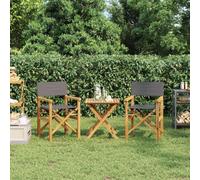 SKTQYQO 2 sillas de director plegables de madera maciza de teca gris para exterior con respaldo y reposabrazos, silla relax plegable para jardín, balcón y camping, diseño