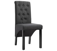 SKTQYQO 4 sillas de comedor de tela gris oscuro con patas de madera de hevea, diseño ergonómico y cómodo para comedor y cocina, asientos suaves y estructura sólida