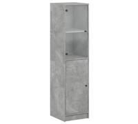 SKTQYQO Aparador con puerta de cristal gris cemento 35 x 37 x 142 cm
