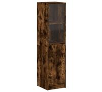 SKTQYQO Aparador con puerta de cristal roble ahumado 35 x 37 x 142 cm