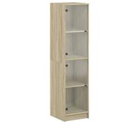 SKTQYQO Aparador con puertas de cristal roble Sonoma 35 x 37 x 142 cm
