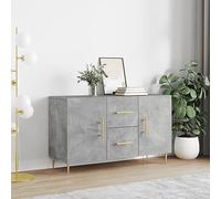 SKTQYQO Aparador gris cemento de madera multicapa 100 x 36 x 60 cm con patas de metal, amplio espacio de almacenamiento y puertas prácticas para salón o entrada, diseño moderno