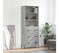 SKTQYQO Aparador gris cemento de madera multicapa 69,5 x 34 x 180 cm con estante, mueble amplio para almacenamiento y organización, diseño moderno con patas de metal estables,