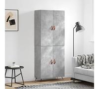 SKTQYQO Aparador gris cemento de madera multicapa con puertas y estante, mueble moderno para salón o entrada, 69,5 x 34 x 180 cm, diseño estable con patas de metal, amplio espacio