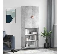 SKTQYQO Aparador gris cemento de madera multicapa con puertas y pies de metal, mueble moderno para salón o recibidor, dimensiones 69,5 x 34 x 180 cm, amplio espacio