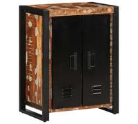 SKTQYQO Aparador multicolor de madera maciza recuperada, 55 x 35 x 70 cm, con puertas, amplio espacio de almacenamiento y diseño clásico para salón o recibidor, mueble único con historia