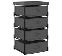 SKTQYQO Armario con 4 cestas de tela y marco de acero gris para organización del hogar, mueble de almacenamiento con cestas extraíbles y asas para fácil limpieza y acceso,