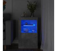 SKTQYQO Armario con luces LED gris cemento de madera multicapa - Mueble moderno con iluminación RGB regulable y estante de cristal, amplio espacio de almacenamiento, puerta montable