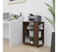 SKTQYQO Armario con ruedas de roble marrón, 60 x 35 x 75 cm, de madera contrachapada, mueble giratorio con 4 ruedas, 2 de ellas bloqueables, para oficina y hogar, organización de escritorio, solución