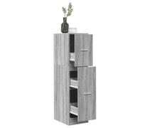 SKTQYQO Armario de farmacia gris Sonoma 30 x 41 x 118 cm de aglomerado con 3 cajones, mueble multiusos para casa y oficina, amplio espacio de almacenamiento, guía metálica, diseño