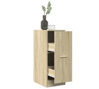 SKTQYQO Armario de farmacia roble sonoma 30 x 41 x 77,5 cm de aglomerado con 2 cajones, mueble multiusos para casa y oficina, amplio espacio de almacenamiento, guía metálica, fijación