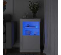 SKTQYQO Armario de madera multicapa con luces LED blancas, mueble moderno con iluminación RGB ajustable y estante de cristal, gran espacio de almacenamiento y puerta orientable, diseño