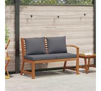 SKTQYQO Banco de jardín 114,5 cm Acacia con cojín gris oscuro