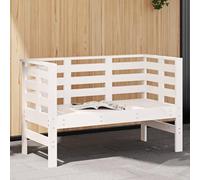 SKTQYQO Banco de jardín de madera maciza de pino, blanco, 111,5 x 53 x 71 cm, con respaldo y reposabrazos, diseño de láminas antiestancamiento, para exteriores, patio, terraza, robusto