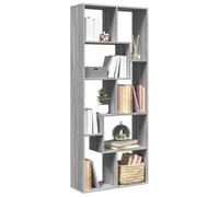 SKTQYQO Biblioteca divisoria gris Sonoma 67 x 25 x 161,5 cm de aglomerado con 8 compartimentos y capacidad de carga 100 kg, estantería organizativa para salón, estudio y sótano, diseño