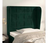 SKTQYQO Cabecero de oreja de terciopelo verde oscuro, 103 x 23 x 118/128 cm, con patas de madera y altura ajustable, para soporte de espalda y diseño elegante para dormitorio