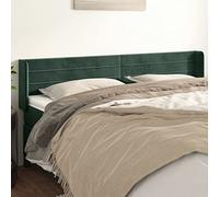 SKTQYQO Cabecero de oreja de terciopelo verde oscuro 203 x 16 x 78/88 cm con altura ajustable y patas de madera estables para soporte de espalda y diseño elegante