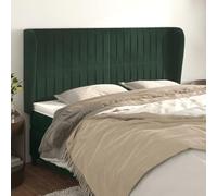 SKTQYQO Cabecero de oreja de terciopelo verde oscuro, 203 x 23 x 118/128 cm, con altura ajustable y patas de madera estables para soporte de espalda - Diseño clásico elegante para dormitorio